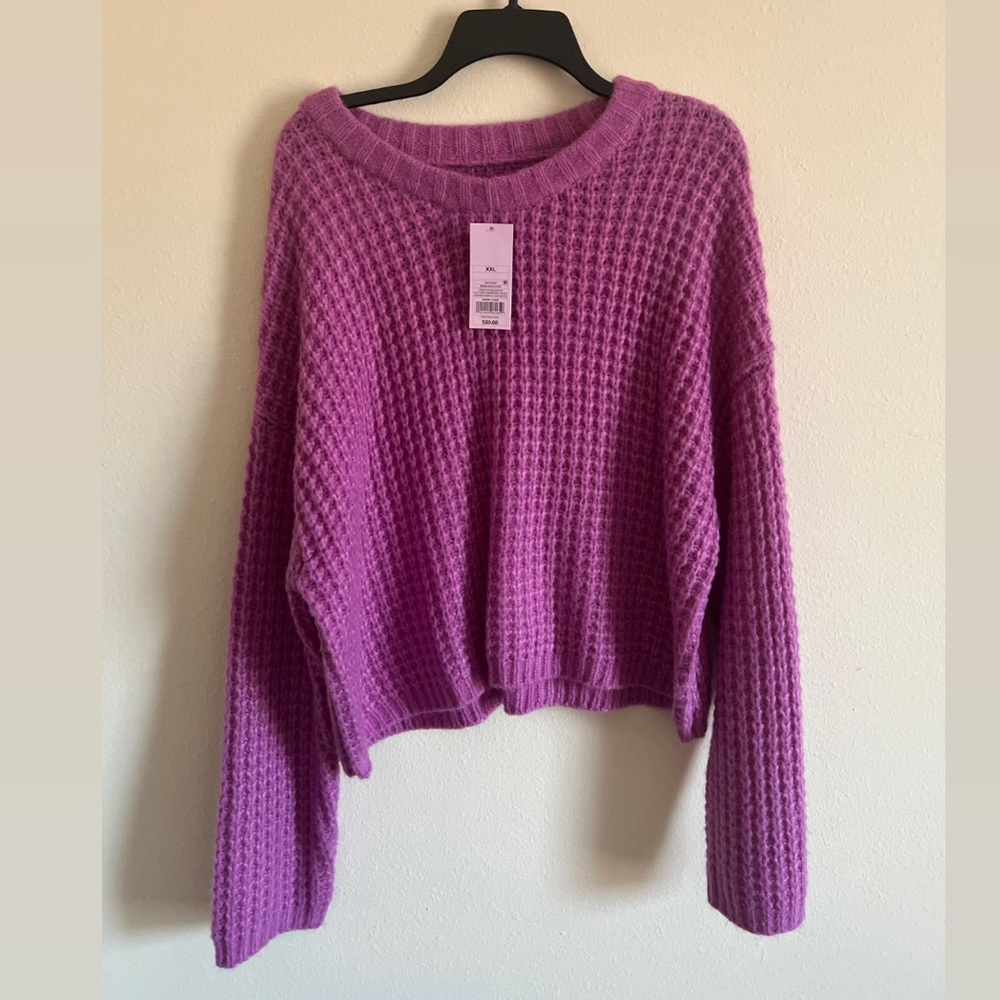 📣HOST PICK!🎉 NWT CROPPED Crewneck Waffle Knit Sweater